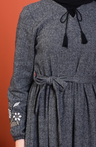 Sleeve Embroidered Dress Gray 0330-02