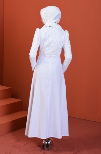 White Hijab Dress 3104-04