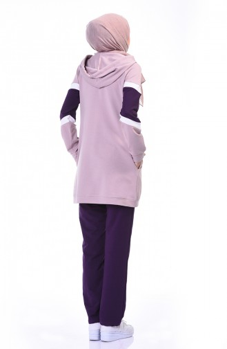 Zippered Tracksuit Set Light Lilac 9108-02