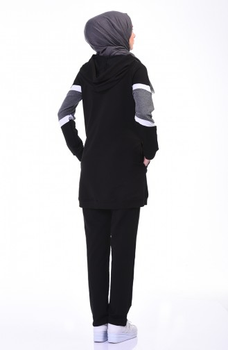 Zippered Tracksuit Set Black 9108-03