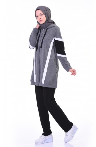 Zippered Tracksuit Set Light Anthracite 9108-05