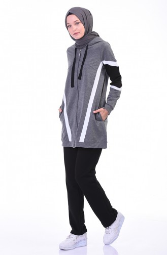 Zippered Tracksuit Set Light Anthracite 9108-05