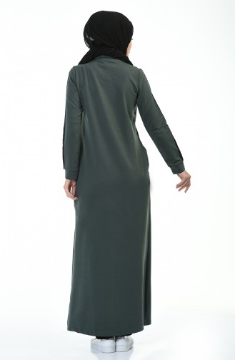 Zippered Sports Abaya Khaki 9107-01