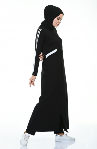 Abaya Sport a Fermeture 9107-02 Noir 9107-02