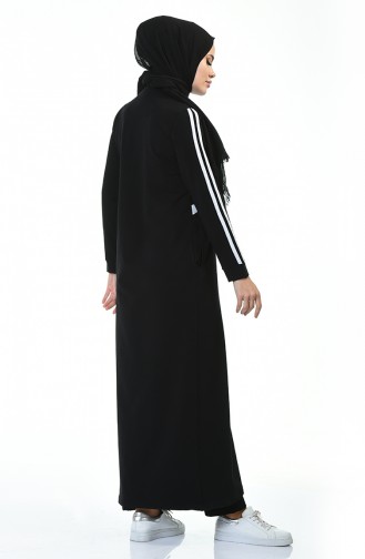 Zippered Sports Abaya Black 9107-02