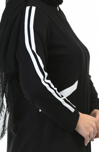 Zippered Sports Abaya Black 9107-02