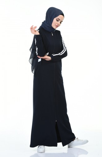 Abaya Sport a Fermeture 9107-03 Bleu Marine 9107-03