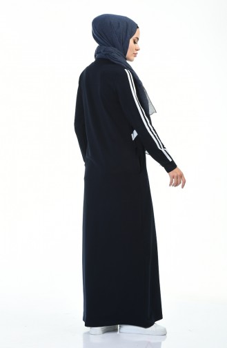 Zippered Sports Abaya Navy Blue 9107-03