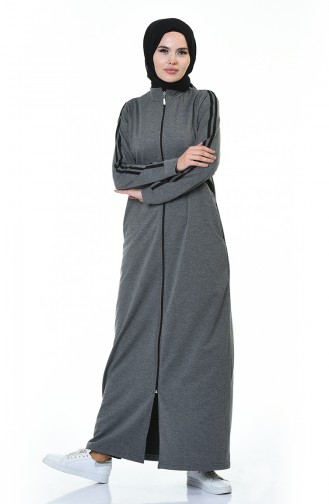 Zippered Sports Abaya Anthracite 9107-04