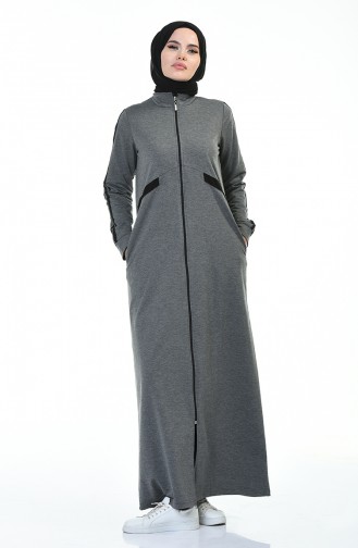 Zippered Sports Abaya Anthracite 9107-04