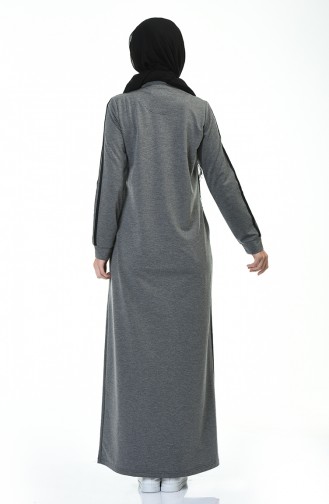 Zippered Sports Abaya Anthracite 9107-04