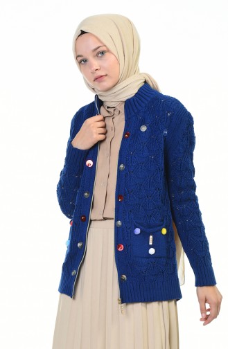 Tricot Zipper Cardigan Blue 1071-02