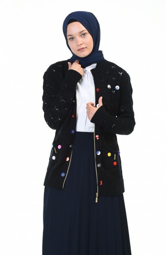 Tricot Zipper Cardigan Navy blue 1071-04