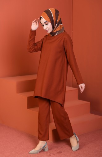 Tunik Pantolon İkili Takım 5247-09 Koyu Kiremit 5247-09