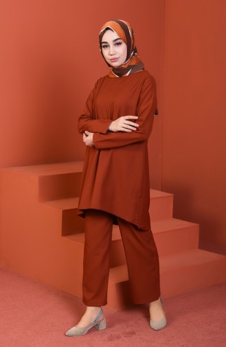 Tunic Trousers Double Set Dark Brick 5247-09