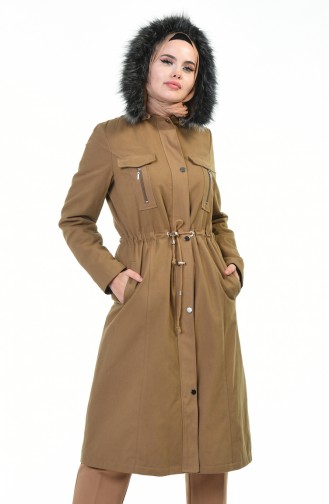 Waist Shirred Coat Camel Color 9011-01