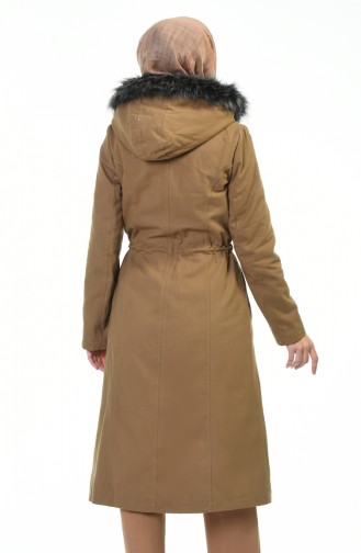 Waist Shirred Coat Camel Color 9011-01