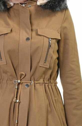 Waist Shirred Coat Camel Color 9011-01