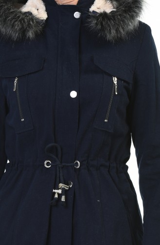 Waist Shirred Coat Navy Blue 9011-02