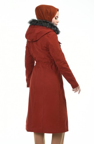 Waist Shirred Coat Brick 9011-05