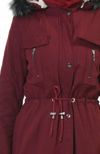 معطف طويل أحمر كلاريت 9011-06