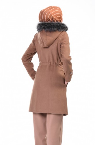 Waist Shirred Lined Coat Biscuit Color 9012-01