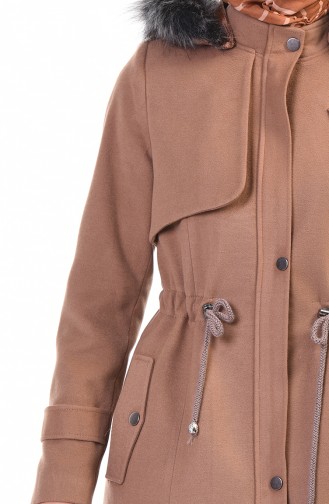 Waist Shirred Lined Coat Biscuit Color 9012-01