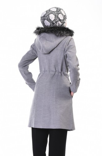 Waist Shirred Lined Coat Gray 9012-02