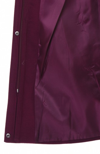 Waist Shirred Lined Coat Burgundy 9012-05