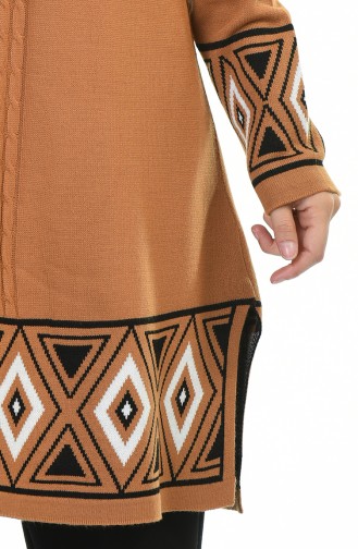 Geometric Patterned Sweater Tricot Brown Tobacco 2212-05