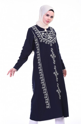 Printed Long Tunic Navy Blue 0211-02