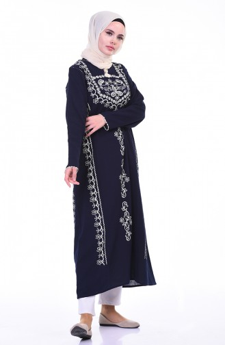 Printed Long Tunic Navy Blue 0211-02