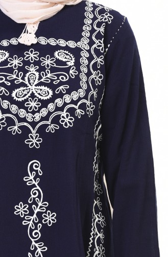 Printed Long Tunic Navy Blue 0211-02