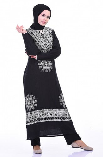 Printed Long Tunic Black 0217-01