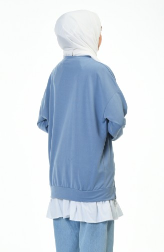 Sweatshirt Détail Fermeture 0755-01 Bleu 0755-01