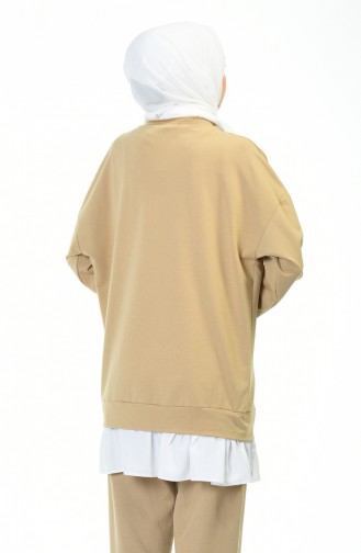 Sweatshirt Détail Fermeture 0755-02 Beige 0755-02