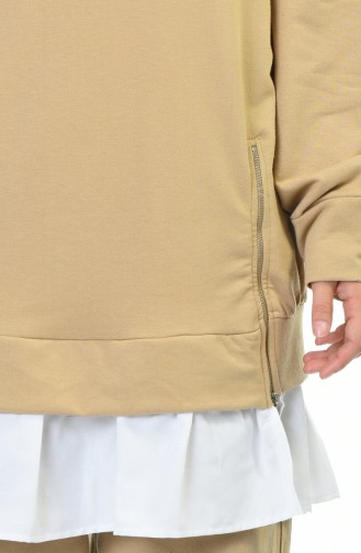 Sweatshirt Détail Fermeture 0755-02 Beige 0755-02