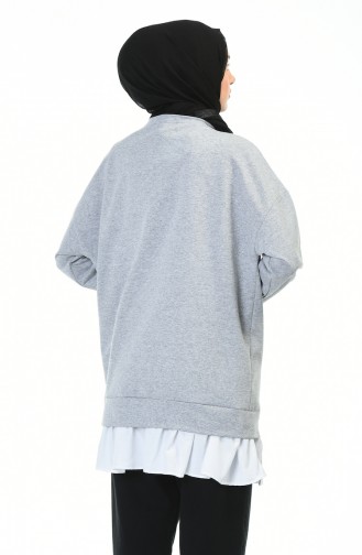 Fermuar Detaylı Sweatshirt 0755-05 Gri