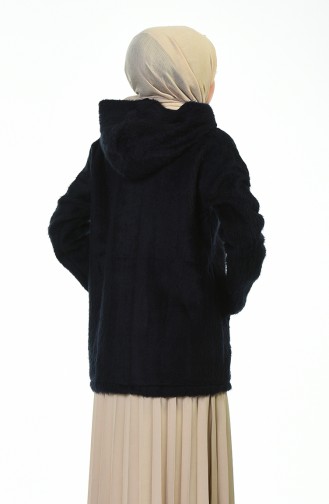 Fermuarlı Kürklü Sweatshirt 2036-01 Lacivert