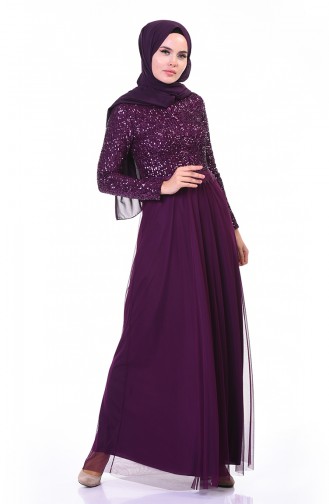 Sequined Evening Dress Purple 3910-02