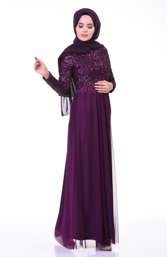 Sequined Evening Dress Purple 3910-02