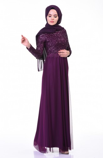 Robe de Soirée a Paillettes 3910-02 Pourpre 3910-02