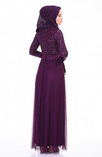 Sequined Evening Dress Purple 3910-02