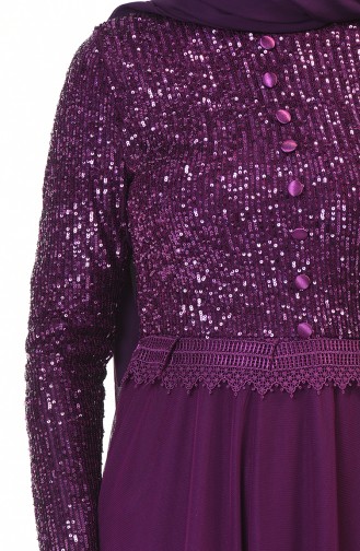 Sequined Evening Dress Purple 3910-02