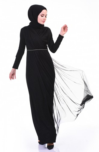 Silvery Evening Dress Black 3922-02