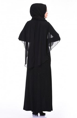Brooch Silvery Evening Dress Black 3923-02