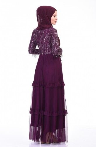 Sequined Evening Dress Purple 3940-01