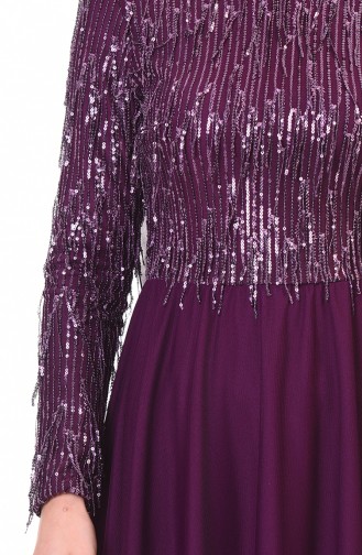 Sequined Evening Dress Purple 3940-01