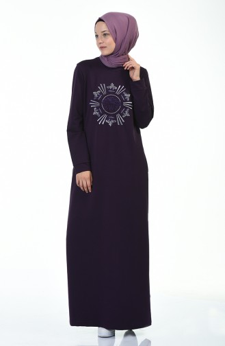 Patterned Sports Dress Purple 9113-02