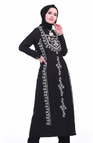 تونيك طويل مطبوع أسود 0211-03